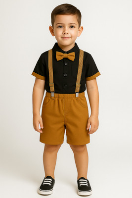 Drapezilla Baby Boys & Baby Girls Party(Festive) Shirt Shirt, Shorts, Belt(Khakhi)