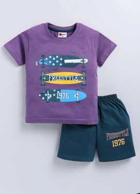 Mars Infiniti Boys Casual T-shirt Shorts(Purple, Green)