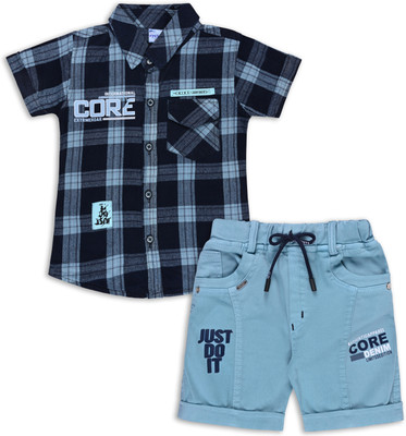 Silver Kraft Baby Boys Casual Shirt Shorts(Blue)