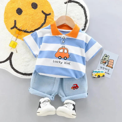 ENCASH FASHION Baby Boys Party(Festive) T-shirt Capri(BLUE-WHITE)