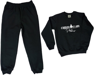 CHOMBOOKA Boys & Girls Casual Sweatshirt Trouser(Black)