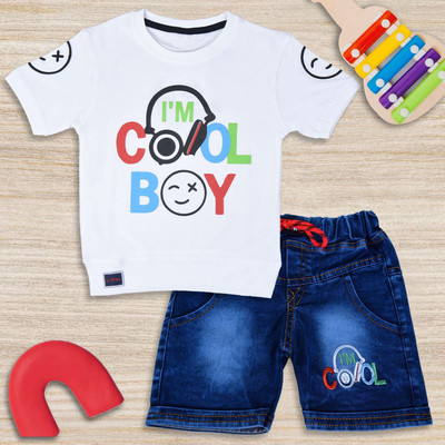 Worton Fashion Boys Casual T-shirt Shorts(White)