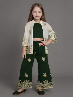 Ethzy Girls Casual Jacket Pant(Green)