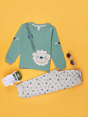 V-MART Boys Casual T-shirt Pyjama(Green)