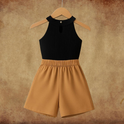 RIYANSHI Girls Casual Top Skirt(Black, Brown)