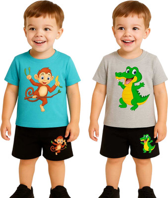 SEGRO Baby Boys & Baby Girls Casual T-shirt Shorts(MINT, GREY)