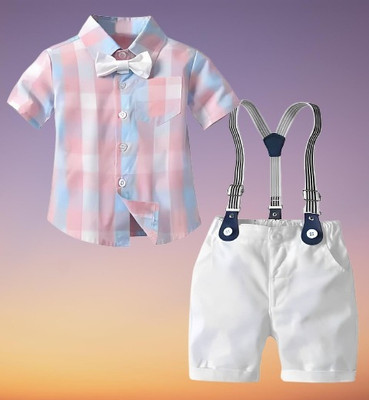 KRIYU CREATION Boys Party(Festive) Shirt Pant(PEACH)