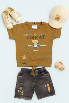 karnika Baby Boys Casual Shirt Shorts(Coffee Brown)