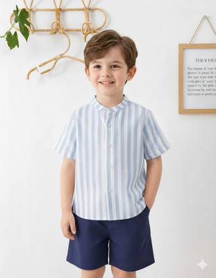 peeloo Boys Casual Shirt Capri(BLUE, WHITE)