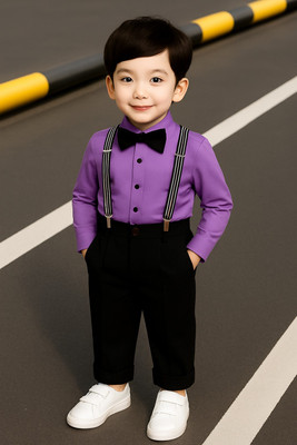 Bleckz Someck Boys Party(Festive) Shirt Pant(Purple)