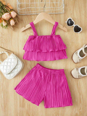 SK Fashions Baby Girls Party(Festive) Top Pant(Pink)