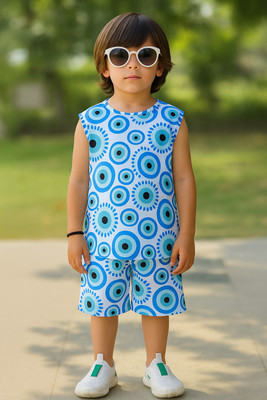 ETTUKITTU Boys & Girls Casual T-shirt Shorts(Light Blue)