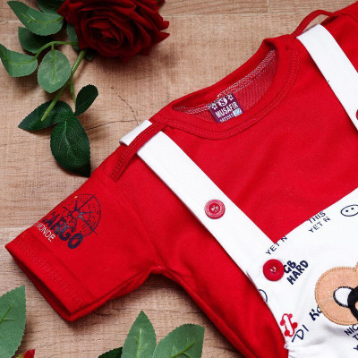 Jhymrod Baby Boys & Baby Girls Party(Festive) T-shirt Dungaree(Red)