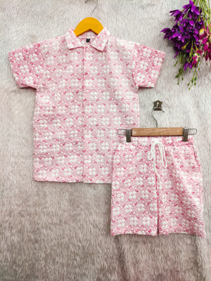 MANSI FASHION Girls Casual Shirt Shorts(Pink)