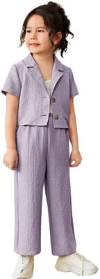 PAGHDAL BROTHERS Baby Girls Party(Festive) Jacket Pant(Purple)