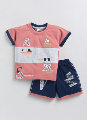 TINY BINY Boys Casual T-shirt Shorts(Dusty Pink)