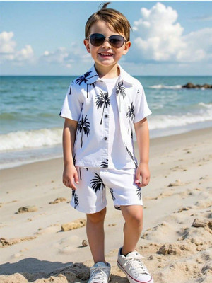 OCVITO Boys Casual Shirt Shorts(BLACK)