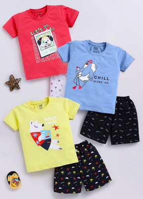 TOONYPORT Boys Casual T-shirt Shorts(Yellow:Red, Blue, Dark Blue, Black)
