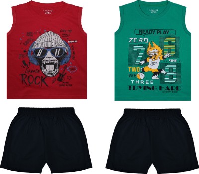 Sprinkle Twinkle Boys Casual T-shirt Shorts(Red Green)