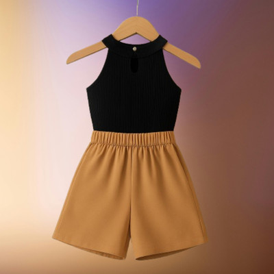 RIYANSHI Girls Casual Top Skirt(Black, Brown)