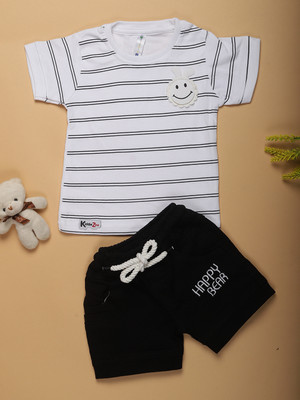 V-MART Baby Boys Casual T-shirt Shorts(White)