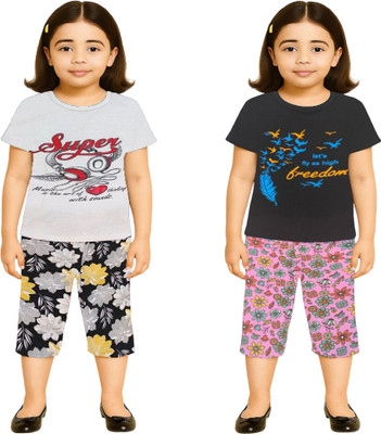 NK TRENDZ Girls Casual Capri Pyjama(MULTICOLOR_7)
