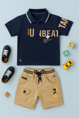 karnika Baby Boys Casual T-shirt Shorts(Navy Blue)