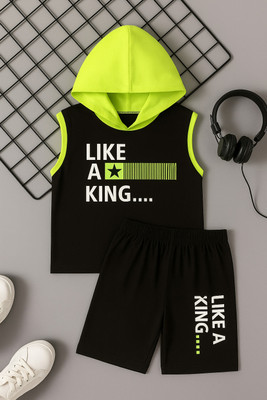 JUNAFA Girls Casual Top Pant(black and green)