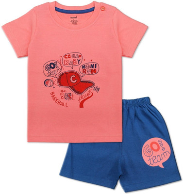 Born Babiees Baby Boys & Baby Girls Casual T-shirt Shorts(Pink)