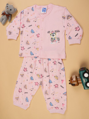 V-MART Baby Boys Casual T-shirt Pyjama(Pink)
