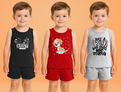 toystshirt Boys Casual T-shirt Shorts(black,Red,Grey)