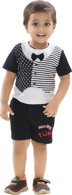 MUMBEL Baby Boys Party(Festive) T-shirt Jacket(Navy/White)