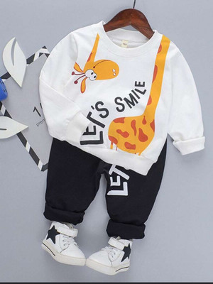 MUSNAHGARMENTS Baby Boys & Baby Girls Casual Dress Pyjama(Whitw and Black)