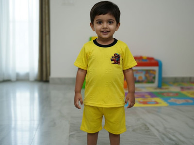 H AND G GARMENTS Boys Casual T-shirt Shorts(yellow)