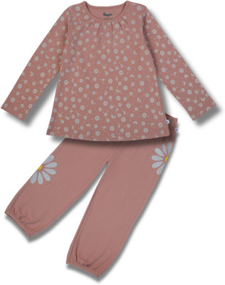 pranava Girls Casual Top Pant(Pink)