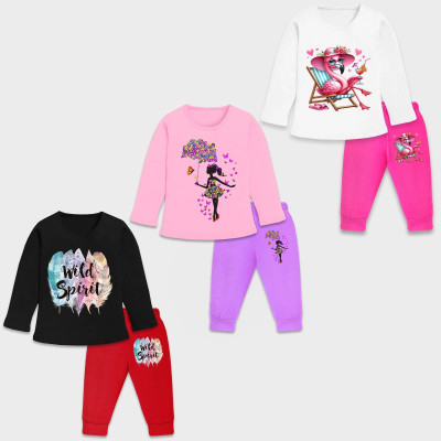 Lavi-Tavi Baby Girls Disney Princess Casual T-shirt Track Pants(Combo 2)