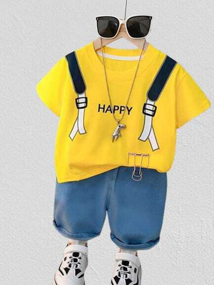 SNN Baby Boys & Baby Girls Casual T-shirt Shorts(YELLOW)
