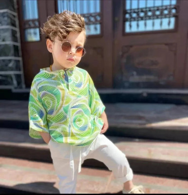 Nelkar Boys Party(Festive) Shirt Pant(Green)