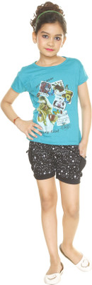ETHINICA Girls Casual T-shirt Shorts(Black)