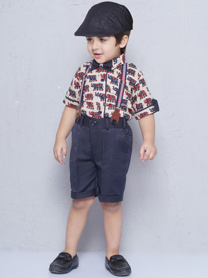 AJ Dezines Boys Party(Festive) Shirt Shorts(Blue)