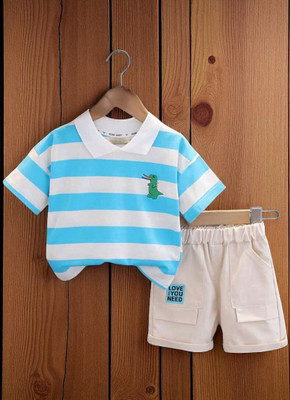dingdong Baby Boys & Baby Girls Casual T-shirt Shorts(Sky Blue)