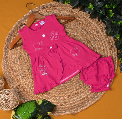 ATIQUE Baby Girls Casual Dress Shorts(Pink, White)