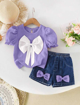 MANJURALA Girls Party(Festive) Top Pant(LAVENDER)