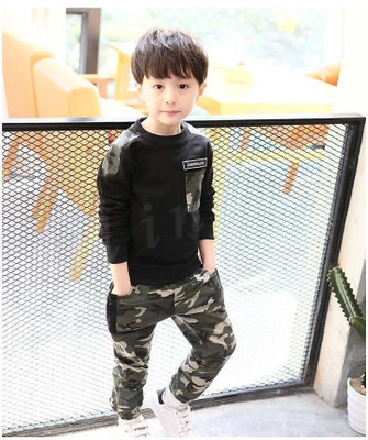 JEKESHVI Boys & Girls Casual Track Pants T-shirt(Black)