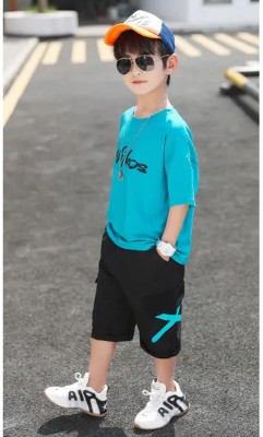 GCYX Boys Casual T-shirt Shorts(Blue)