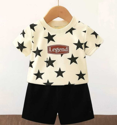 CALCUTTA FASHION Baby Boys & Baby Girls Casual T-shirt Shorts(Beige Black)