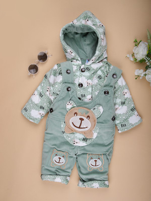 V-MART Baby Boys Casual T-shirt Dungaree(Dark Green)