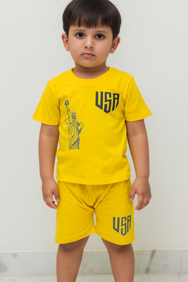 hanibee Baby Boys & Baby Girls Party(Festive) T-shirt Shorts(Yellow)