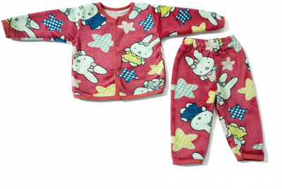 Trivika Fashions Baby Boys & Baby Girls Casual Shirt Pyjama(Dark Pink)