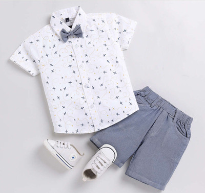 StyleDust Baby Boys & Baby Girls Party(Festive) Shirt Shorts(1003_GREY)